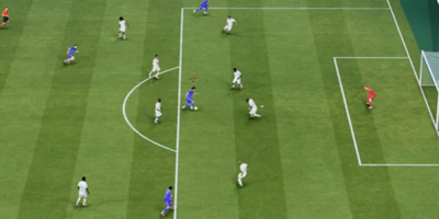 EA SPORTS FC 27 match gameplay on PC near the penalty area